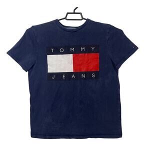 Tommy Jeans Logo Graphic T Shirt Short Sleeve Medium Navy
